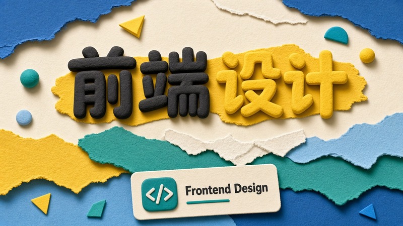 前端设计封面：深色代码编辑器，旁边是一张暖色的独特网页